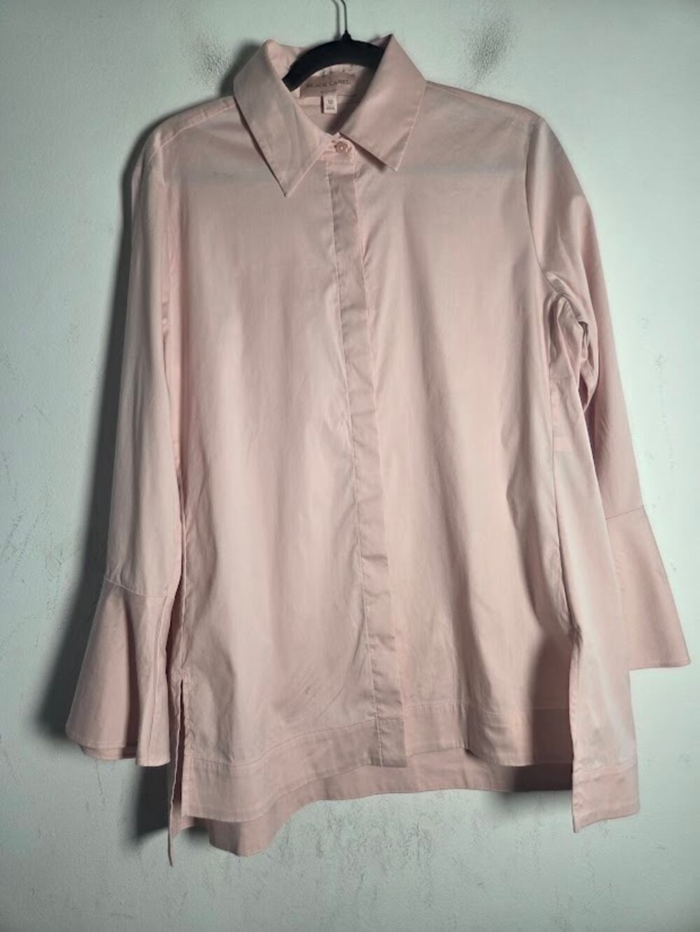 Chico's Black Label Collection Pink Cotton Boxy Silhoute Button Up Blouse sz 10